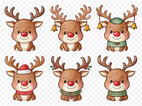 A set of christmas reindeer with a red nose and a bell on the front | Premium AI-generated PSD Wallpaper Iphone Christmas, Red Nose, Christmas Reindeer, Wallpaper Iphone, Reindeer, Graphic Resources, Coloring Pages, Iphone Wallpaper, Iphone