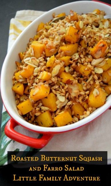 Roasted Butternut Squash and Farro Salad | Little Family Adventure Farro Recipes, Meatless Mains, Farm Fresh Recipes, Farro Salad, Winter Comfort Food, Fresh Recipes, Refreshing Salad, Holiday Meals, Potato Side Dishes