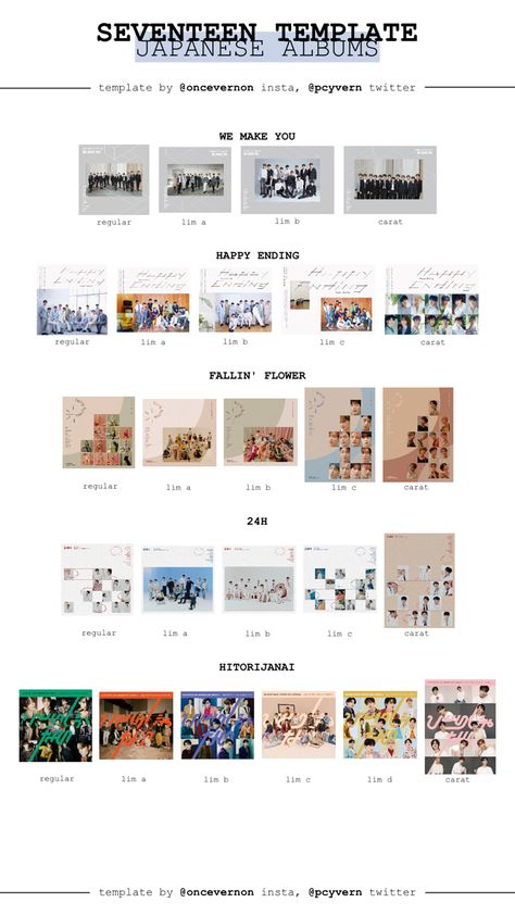 Seventeen Album Collection, Seventeen Collection, Album Template, Album Collection, Kpop Collection, School Dropout, Seventeen Album, Card Template, Photo Cards