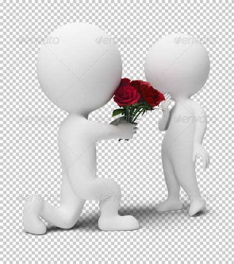 3d small people - bouquet for the darling by AnatolyM | GraphicRiver White 3d People, Alpha Background, Romantic Dinner Tables, 3d People, Bouquet Of Red Roses, Rose Shadow, No Romance, People Kissing, Sculpture Lessons