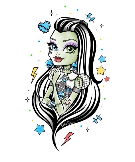 #monsterhigh #frankiestain #mattel #qklix Frankie Stein Tattoo, Frankie Stein Monster High, Monster High Frankie Stein, Monster High Frankie, Frankie Stein, Frankenstein's Monster, Monster High Dolls, Frankenstein, Monster High