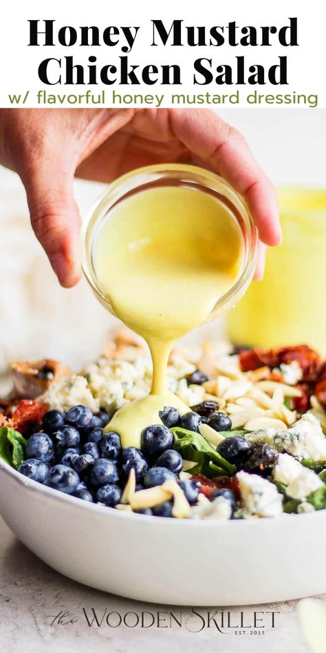 Homemade Honey Mustard Dressing, Honey Mustard Chicken Salad, Mustard Chicken Salad, Bacon Kale, Honey Mustard Salad Dressing, Mustard Salad Dressing, Strawberry Chicken Salad, Homemade Honey Mustard, Salads Recipes