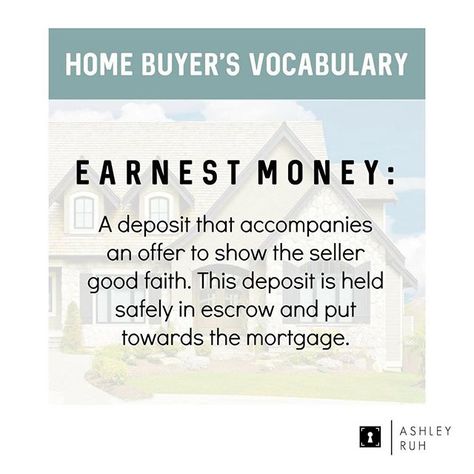 Wednesday Wisdom Earnest Money, Real Estate Fun, Real Estate Terms, Real Estate Infographic, Real Estate Training, Real Estate Memes, Real Estate Advertising, Real Estate Buyers, Real Estate Career