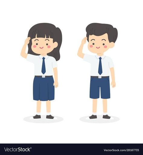 Independence Day Cartoon, School Uniform Images, Kids Bulletin Boards, Work Cartoons, Student Images, Independence Day Drawing, White Uniform, High School Uniform, Student Cartoon