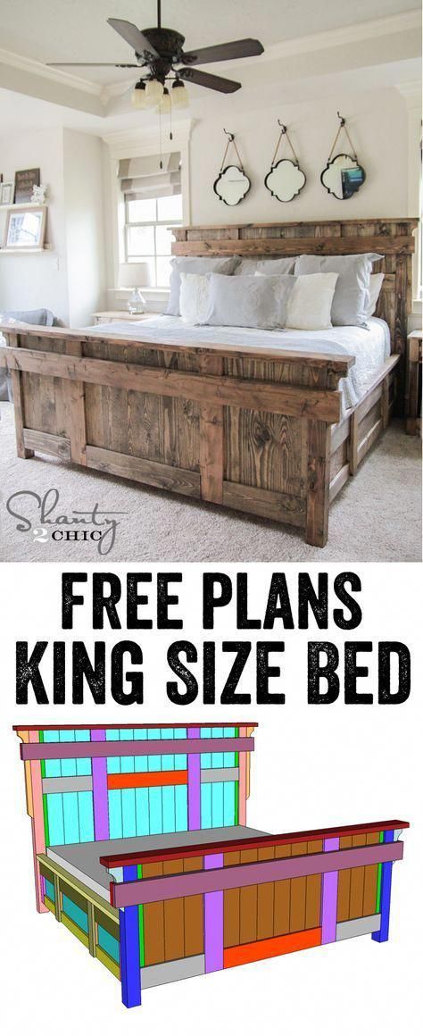 Diy King Size Bed, Diy Seng, Apartemen Studio, Letto King Size, Koti Diy, Cama King Size, Woodworking Plans Diy, Bed Plans, Free Woodworking Plans