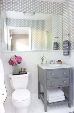 Simple Guest Bathroom Ideas, Simple Guest Bathroom, Guest Bathroom Ideas, Bathroom Addition, Driven By Decor, Neutral Bathroom, Small Vanity, Small Bathroom Makeover, Bathroom Remodel Designs