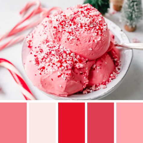 Pink Christmas Palette, Crushed Candy Cane, Peppermint Ice Cream, Christmas Palette, Pink Peppermint, Christmas Color Palette, 2024 Inspiration, Food Inspired, Xmas 2024