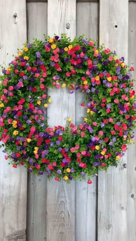 🌷🌷Front Door  Decoration Farmhouse Colorful, Dekoratívne Vence, Elegant Wreath, Cottage Wreath, Colorful Cottage, Beautiful Wreath, Wedding Arch, Summer Wreath, Diy Wreath