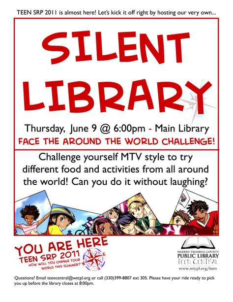 Silent library - teen program Silent Library Challenges, Fall Program Ideas, Silent Library, Resident Assistant Programs, College Event Ideas, Public Library Programs, Being Quiet, Library Programming, Library Games