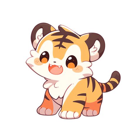 Cute Kawaii Baby Tiger Sticker Kawaii Dragon, Tiger Sticker, Cute Dragon Drawing, Baby Animal Drawings, Tiger Drawing, Cartoon Tiger, Arte Do Kawaii, 디즈니 캐릭터, Cute Kawaii Animals