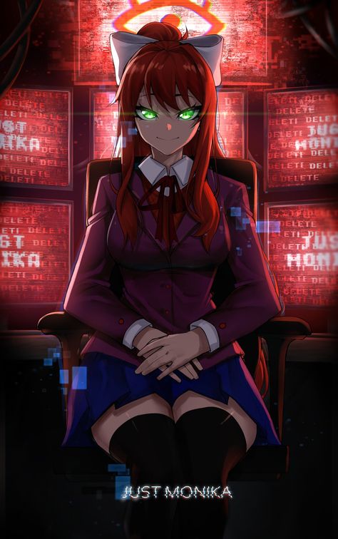 Rageman on Twitter: "Just Monika :) #DDLC https://t.co/obCwnp9N1V" / Twitter Ddlc Wallpaper, Just Monika, Monika Ddlc, Doki Doki Literature Club, Psychological Horror, Doki Doki, Old Anime, Literature Club, Best Games