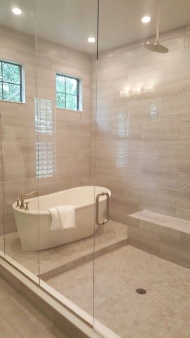 Stand alone tub inside shower                                                                                                                                                      More Stand Alone Tub, Houses Decor, Master Bath Ideas, Wet Room, Master Bath Remodel, Trendy Bathroom, Dream Bathrooms, Bathroom Remodel Ideas, Bathroom Redo