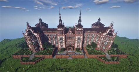 Victorian Hospital Minecraft Project Minecraft Hospital, Medieval Hospital, Victorian Hospital, Minecraft Castle Blueprints, Villa Minecraft, Minecraft City Buildings, Minecraft Base, City Collage, Steampunk City