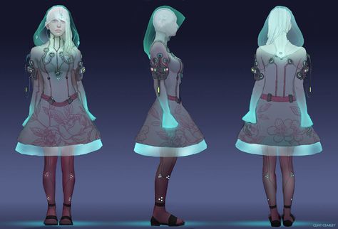 Clint Cearley - Alice in Neon - character sheets Alice Illustration, Neon Character, Apocalyptic Clothing, Sci Fi Clothing, Character Turnaround, D D Character Ideas, Character Sheets, Monster Characters, Cyberpunk Aesthetic