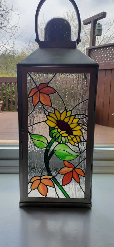 Unique Lanterns, Stained Glass Lantern, Large Lantern, Glass Lanterns, Fall Lantern, Lantern Christmas, Large Lanterns, Glass Diy, Making Stained Glass