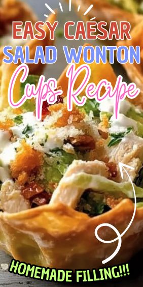 Caesar Salad Wonton Cups Caesar Salad Wonton Cups, Salad Wonton Cups, Creamy Caesar Dressing, Cheese Croutons, Wonton Cups, Classic Caesar Salad, Classic Salad, Romaine Lettuce Salad, Caesar Dressing