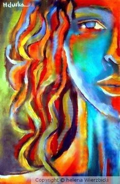 Helena Wierzbicki, Multi Colored Hair, Abstract Face Art, Modern Art Paintings Abstract, Watercolor Paintings For Beginners, Meditation Art, Beauty Art Drawings, Abstract Face, Modern Art Paintings