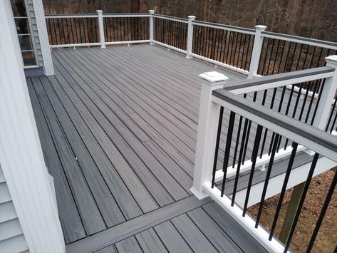 Deck Building & Installation Services from DiGiorgi Roofing & Siding Deck Handrail Ideas, Front Decks, Handrail Ideas, Deck Handrail, Grey Deck, Trex Decking, Deck Railing Ideas, Deck Restoration, Deck Colors