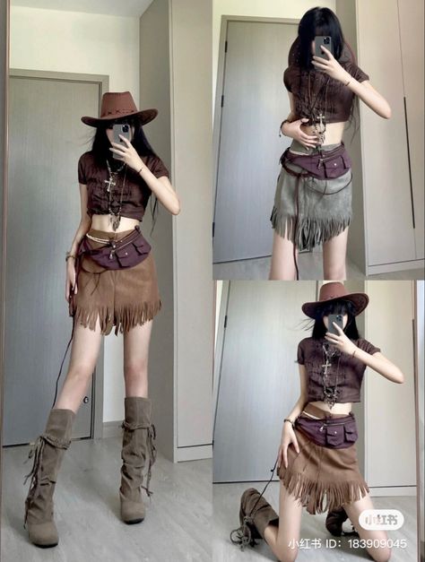 Korean Cowgirl, Kpop Cowgirl Outfit, Cowgirl Stage Outfit, Cowboy Core Fashion, Cowboy Concert Outfit, Cowboy Inspired Outfit, Cowgirl Fancy Dress, Wild West Outfits, Cowboy Outfits