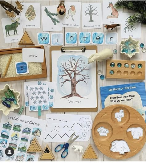 Homeschool Fall Activities, Sensory Story, Forest Preschool, Winter Study, Winter Unit, Winter Activities Preschool, Montessori Diy, Toddler Homeschool, Weather Snow