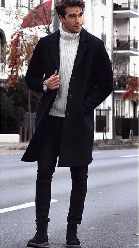 Fancy Outfits Male, Fancy Casual Outfits, Outfits Male, Mantel Outfit, Mens Fashion Casual Winter, Stylish Winter Outfits, Black Jeans Outfit, Winter Outfits Men, Mens Fashion Classy