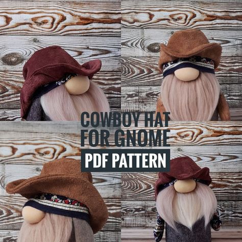 Cowboy hat for gnome doll PDF Pattern | Etsy Seal Sewing Pattern, Cowboy Gnome, Cowboy Hat Pattern, Gnome Doll, White Seal, Felt Animal Patterns, Felt Animal, Fairy Art Dolls, Cloth Dolls Handmade