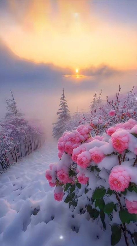 Flowers In The Snow, Whats Wallpaper, Home Gardening, Nothing But Flowers, Pretty Landscapes, Vibrant Flowers, Flower Therapy, Winter Pictures, Photography Wallpaper