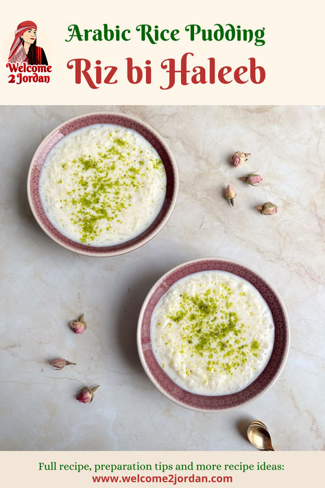 Rice pudding Arabic Rice Pudding, Arabic Rice, Middle Eastern Rice, Lebanese Rice, Creamy Rice Pudding, Rice Pudding Recipe, Milk And Sugar, Creamy Rice, Rice Milk