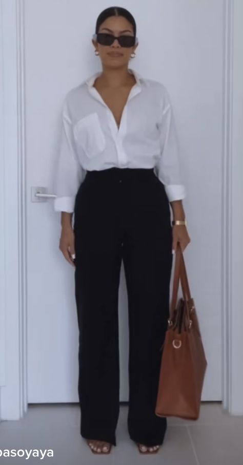 Gray Shirt Outfit, Black Joggers Outfit, Black Trousers Outfit, White Tops Outfit, Black Pants Outfit, Official Dresses, White Shirt Outfits, Corporate Attire, Diy Clothes And Shoes