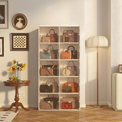 ad eBay - Portable Wardrobe Closet Storage Organizer for Clothes Handbag Shoe with Door - Buy Now, click the link (eBay) Closet Organization For Purses, Purse Storage Ideas Closet, Purse Storage Ideas, Bag Storage Ideas, Tiny House Organization, Pallet Closet, Organizer For Clothes, Portable Wardrobe Closet, Plastic Boots