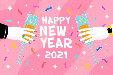 Happy New Year Wishes Images, New Year Graphics, Happy New Year Poster, Happy New Year Illustration, New Years With Kids, New Year Logo, Happy Bag, 2021 Wallpaper, Chinese New Year Poster