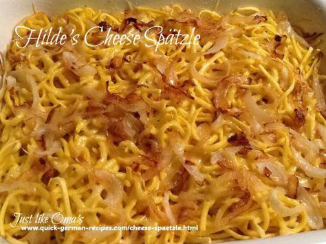 ❤️Hilde's German Cheese Spätzle! https://www.quick-german-recipes.com/cheese-spaetzle.html #spätzle #macandcheese #germanrecipes Carmelize Onions, Authentic German Spaetzle, German Spaetzle Sauce, Spatzle Dishes German Recipes, German Cheese Spaetzle, Spaetzle Recipes, Speatzle Recipe, Cheese Spaetzle, German Noodles