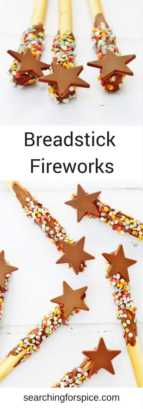 These breadstick fireworks are a great recipe to make with kids for fireworks night. So easy to make and a real hit with kids and adults #BreadstickFireworks #BonfireNight #Recipe #Snacks #KidsTreats #ChocolateBreadsticks #Sprinkles Bonfire Night Crafts, Bonfire Night Food, Camping Party Decorations, Fireworks Night, Guy Fawkes Night, Fireworks Craft, Bonfire Party, Night Food, Guy Fawkes