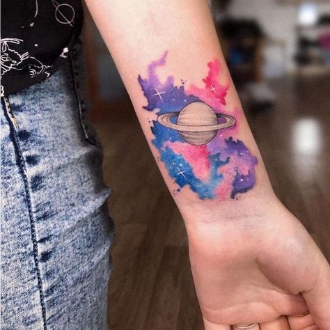 Geometric Universe Tattoo, Watercolor Galaxy Tattoo, Spiritual Tattoo, Saturn Tattoo, Astronaut Tattoo, Universe Tattoo, Planet Tattoos, Galaxy Tattoo, Foot Tattoos For Women