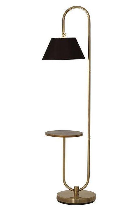 Porter Curved Brass Table Floor Lamp Lamp Design Ideas, Sculptural Side Table, Lamp Side Table, Brass Accent Table, Lighting Floor Lamp, Rustic Floor Lamps, Globe Floor Lamp, Table Floor Lamp, Sofa Corner