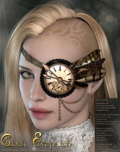 Cool Eyepatch, Cute Eyepatch, Cool Eye Patch, Eyepatch Design, Eyepatch Aesthetic, Steampunk Eyepatch, Different Hair Styles, Wasteland Weekend, Steampunk Aesthetic