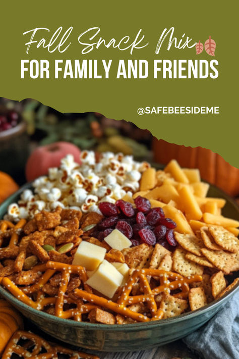 A large bowl filled with a vibrant Fall Harvest Snack Mix, featuring pretzels, cheese cubes, crackers, dried cranberries, pumpkin seeds, and apple chips. The snack is displayed on a fall-themed table with pumpkins and autumn leaves in the background, creating a cozy and inviting look for fall gatherings.
*We may earn a small commission on your purchase of pretzels. Healthy Thanksgiving Snacks For Kids, Healthy Thanksgiving Snacks, Fall Snack Mixes, Thanksgiving Snacks, Salted Pretzel, Pumpkin Seed Recipes, Kid Approved Meals, Easy Autumn Recipes, Fall Snacks