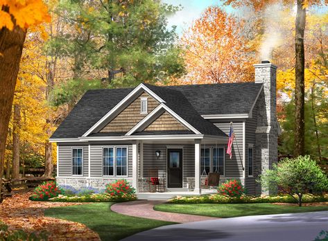 Products Archive - Mountain Home Plans from Mountain House Plans Stone Cottage Homes, One Bedroom Cottage, Mother In Law Cottage, Cottage Floor Plan, In Law House, One Bedroom House, Narrow Lot House, Cottage House Plan, Corner Pantry