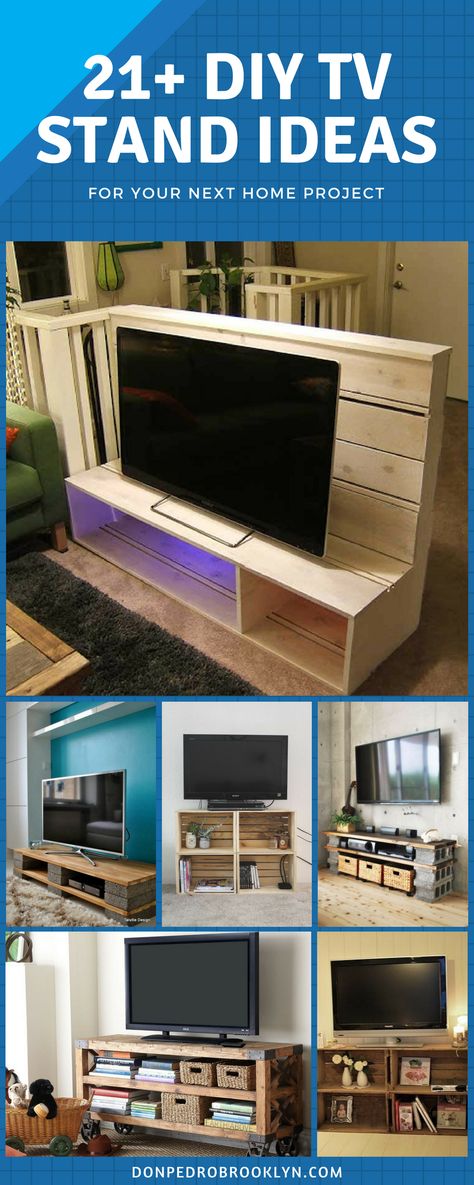 If you want to build a TV stand, choosing the best idea may be stressful, but don’t take this as a burden. The material needed for these DIY ideas can be found around the house, or if it is something you need to buy, it won’t be expensive. Cheer up and let’s begin the quest! #DIY #TV #Stand Diy Tv Stand Ideas Wood, Tv Diy Stand, How To Make A Tv Stand Diy, How To Build A Tv Stand, Tv Stand Alternative Ideas, Diy Tv Stand Easy Cheap, Diy Tv Stand Ideas Easy, Easy Diy Tv Stand, Diy Tv Stands