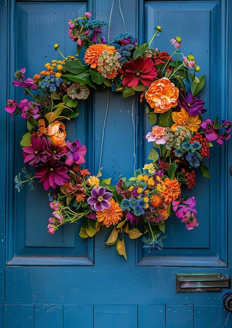 55 Fresh and Inspiring Spring Wreath Ideas to Brighten Your Doorstep Beautiful Wreath For Front Door, Colorado Decor, Summer Wreath Ideas, Door Wreaths Spring, Spring Wreath Ideas, Natural Wreaths, Summer Wreaths For Front Door, Beautiful Door Wreaths, Moon Wreath