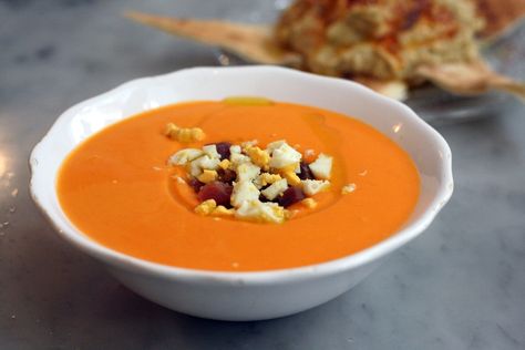 Antonia's Salmorejo Recipe Salmorejo Recipe, Vegetarian Tapas, Spanish Soup, Easy Spanish Recipes, Cold Soup Recipes, Tapas Recipes, Spain Food, Cold Soup, Spanish Dishes