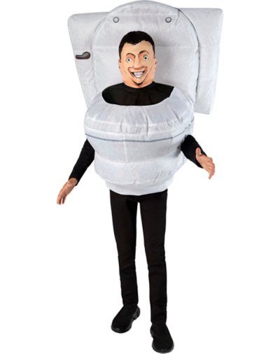 Dom Dom Yes Yes, it's time to take over the costume party in this officially licensed Inflatable Skibidi Toilet Costume. Featuring an inflatable design with a battery-operated fan for easy inflation on the go. Turn on the rizz and show your support for the Skibidi Toilets before Cameramen and Speakermen take over humanity. Officially licensed Includes: Inflatable costume with battery-operated fan Hood Long sleeves Zipper closure Battery Type: 4 AA batteries (not included) Care: Spot clean Import Skibidi Toilet Costume, Nonsense Song, Costumes 2024, Honest Reaction, Inflatable Costumes, Next Dresses, Goofy Ahh, Unique Outfit, Brain Rot