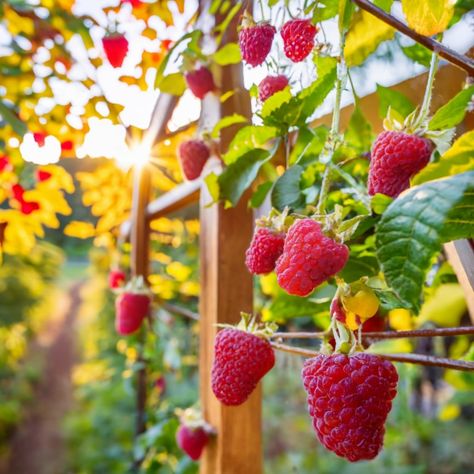 Do Raspberries Need a Trellis? - Peaceful Patch - Gardening for Health Boysenberry Trellis Ideas, Grow Raspberries Trellis, Raspberry Arch Trellis, Raspberry Beds Raised, Strawberry Trellis Ideas, Trellis Raspberries, Raspberry Farming, Rasberry Trellis, Raspberry Trellis Ideas