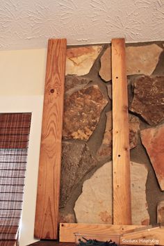 Shiplap Fireplace Over Stone, Stone Fireplace Cover Up, Covering Stone Fireplace With Shiplap, Peel And Stick Fireplace Makeover Stone, Update Rock Fireplace Living Rooms, Rock And Wood Fireplace, How To Redo A Rock Fireplace, Refurbish Fireplace Ideas, Update River Rock Fireplace