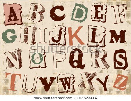 sketched alphabet set, based on newspaper clippings,vector - stock vector Newspaper Font, Retro Alphabet, Newspaper Clippings, Alphabet Font, Lettering Ideas, Vintage Newspaper, Creative Fonts, Fonts Alphabet, 3d Objects