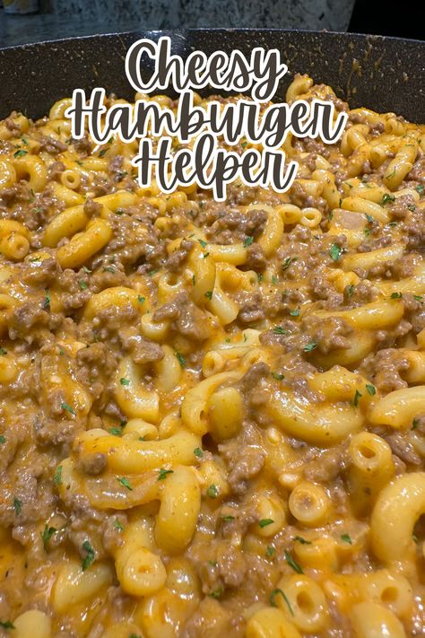 Whip up homemade cheesy hamburger helper for a quick, comforting meal! This easy recipe combines ground beef, pasta, and a creamy cheese sauce, perfect for busy nights and family favorites. Cheeseburger Helper Homemade, Hamburger Meat And Noodles Easy Recipes, Creamy Hamburger Pasta, Cheesy Macaroni And Beef, Macaroni And Beef Recipes, Hamburger And Noodle Recipes, Mac And Cheese With Hamburger, Velveeta Hamburger Helper, Homemade Hamburger Helper Easy