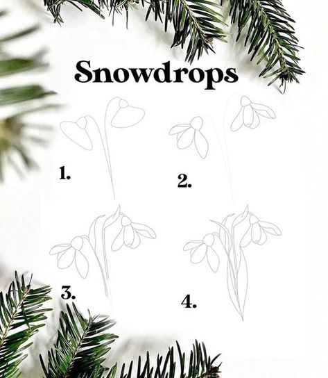 Snow Drop Painting, Snow Drop Flower, How To Draw Snow, Snow Drops Flowers, First Flowers Of Spring, Snow Drop, Bujo Doodles, Botanical Line Drawing, Draw Flowers