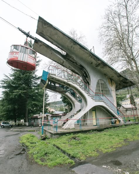 Cable car station, Chiatura, Georgia. | Chiatura is located … | Flickr Cable Car Station, Train Station Design, Cable Car, Interrior Design, Car Station, Mountain Valley, Beautiful Art Paintings, Cable Cars, Stairs Design