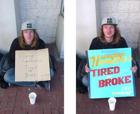 Funny Homeless Signs, Homeless Signs, Homelessness Art, Hope Sign, Child Portraits, Protest Posters, Sign Ideas, Helping The Homeless, Hand Painted Signs