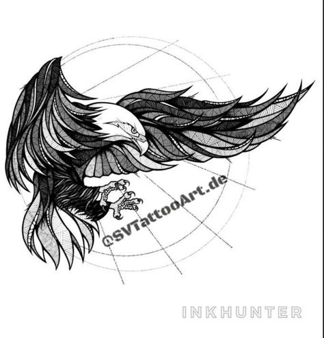 #InkHunter Dark Eagle Tattoo, Abstract Eagle Tattoo, Soaring Eagle Tattoo, Eagle Tattoo Drawing, Geometric Eagle Tattoo, Golden Eagle Tattoo, Geometric Tattoo Eagle, Eagle Shoulder Tattoo, Eagle Tattoo Design